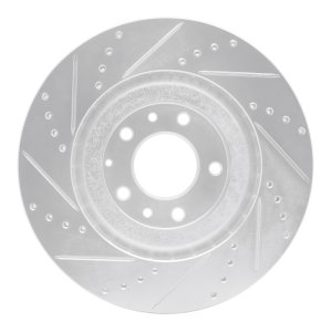 Mazda RX-8 Brake Rotor (1) - Front Right - R1 Concepts - Drilled & Slotted - Silver - `04-`11